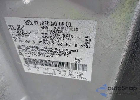 2011 Ford F-150 Xl from USA, damaged, VIN 1FTEX1CM1BFC56413